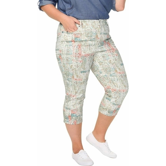 NYDJ NWT Paisley Impression Marilyn Straight Cropped Jeans Boho Vacation - Picture 4 of 11